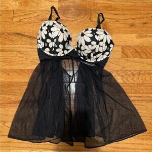 Victoria's Secret Sexy Little Thing Sheer‎ Mesh Push Up Babydoll lingerie 36D